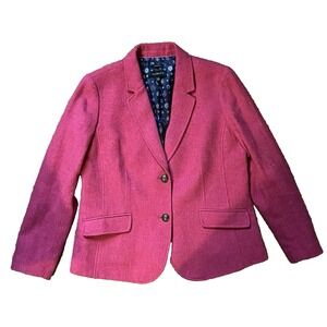 Talbots Aberdeen Blazer Wool Blend Lined Pink Preppy Careerwear, Size 14